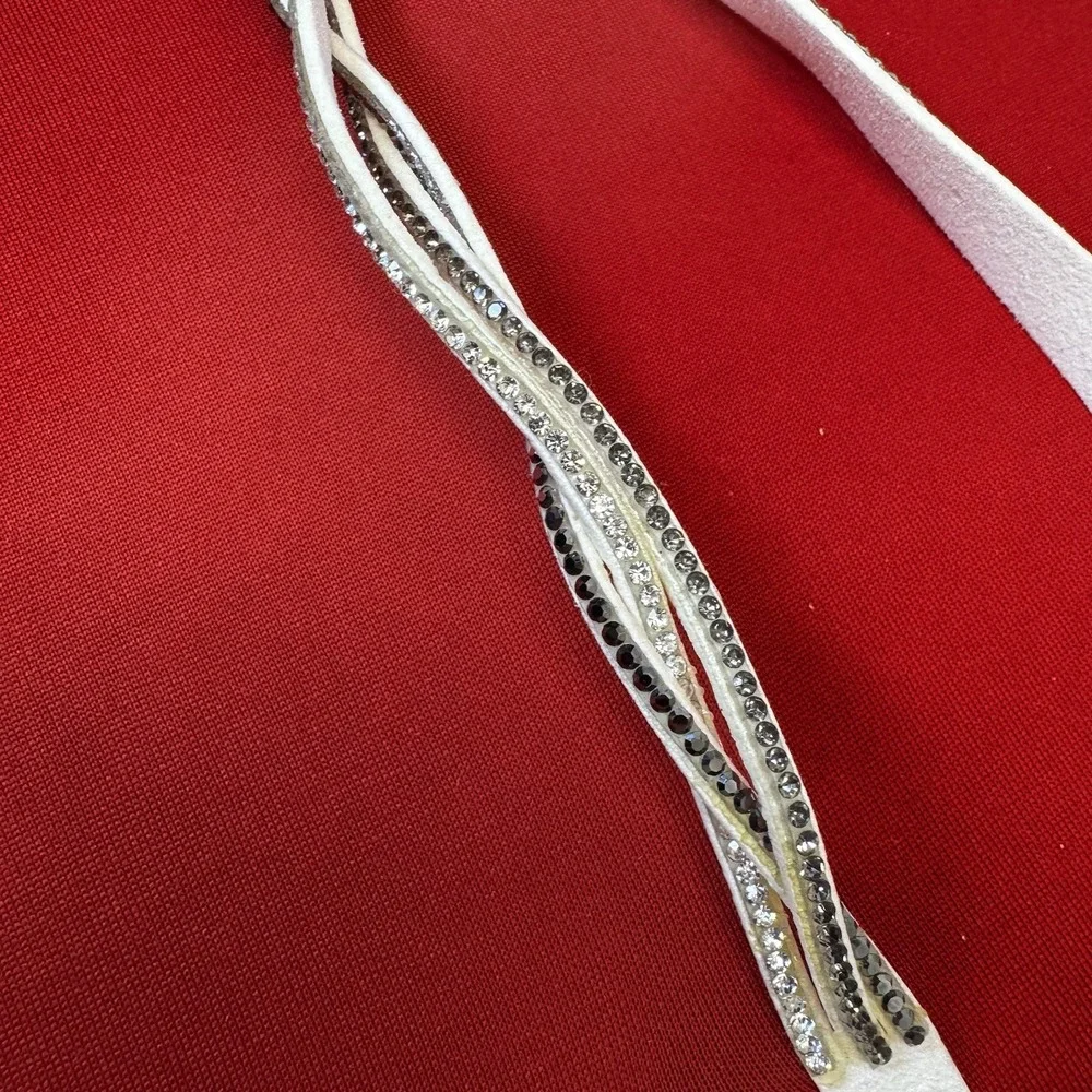 White Leather With‎ Rhinestone Hair Band